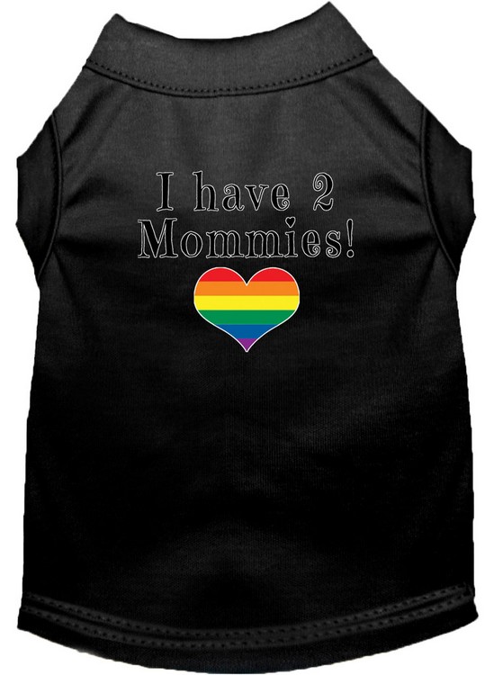 I have 2 Mommies Screen Print Dog Shirt Black Med